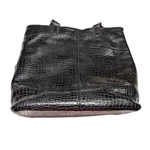SAS San Antonio Shoemakers Black Crocodile Embossed Leather Handbag Tote Purse